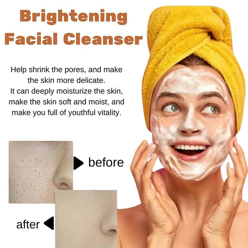 2 Pcs Hoygi Turmeric Kojic Acid Foaming Face Wash, Glow Wash Turmeric Face Wash with Brush Turmeric Foaming Facial Deep Cleansing Scrub Exfoliating.